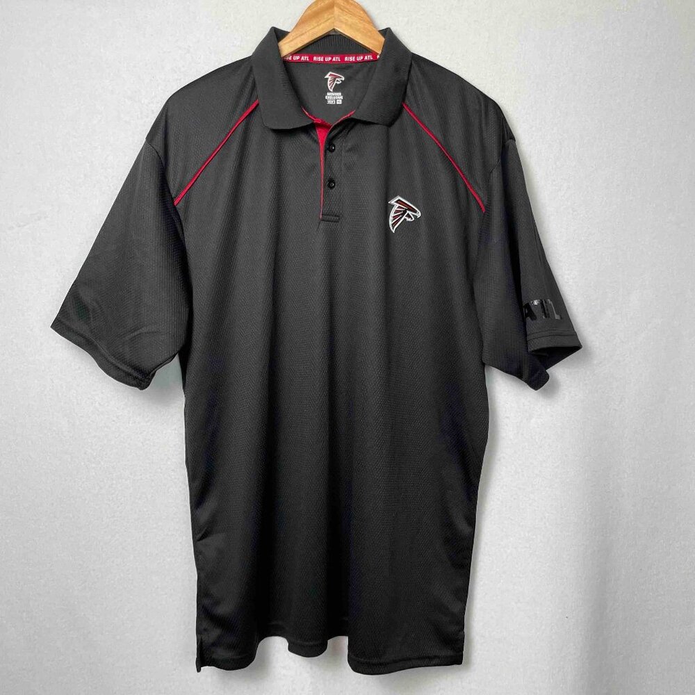 Atlanta Falcons Member Exclusive NFL Team Polo Shirt in Black Mens Size XL